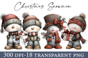 Whimsical Christmas Snowman Clipart