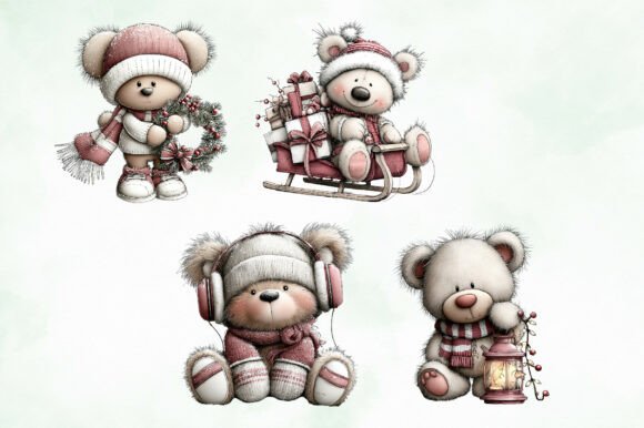 Whimsical Christmas Teddy Clipart Bundle - Image 8