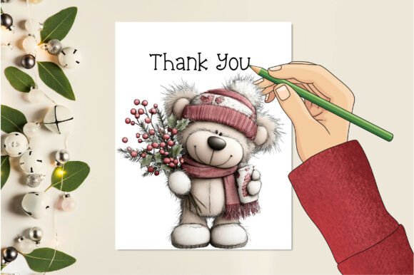 Whimsical Christmas Teddy Clipart Bundle - Image 9