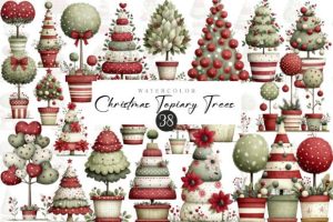 Whimsical Christmas Topiary Trees