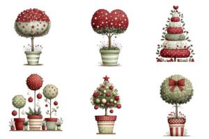 Alternative view of Whimsical Christmas Topiary Trees