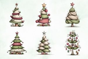 Alternative view of Whimsical Christmas Tree Clipart Bundle