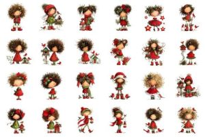 Alternative view of Whimsical Christmas Girl Clipart