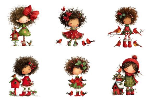 Whimsical Christmas Girl Clipart - Image 3