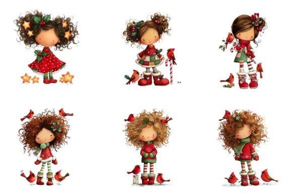 Whimsical Christmas Girl Clipart - Image 4