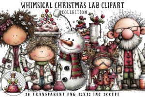 Whimsical Christmas Lab Clipart