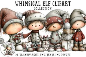 Whimsical Elf Clipart Bundle