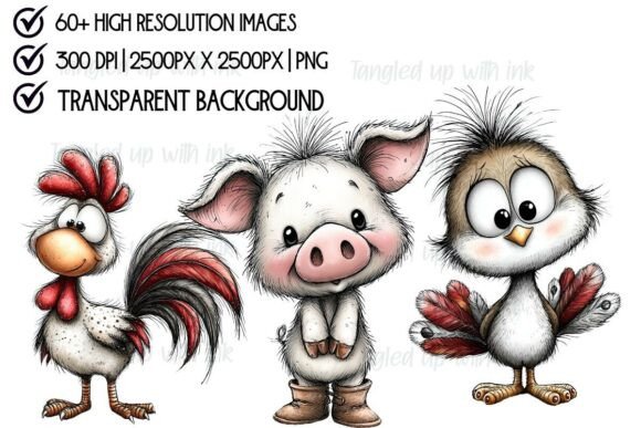 Whimsical Farm Animal Clipart Bundle - Image 3