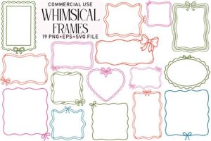 Whimsical Frames Doodle Clipart Bundle