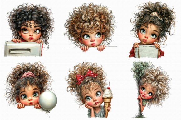 Whimsical Girl Peeking Clipart - Image 3