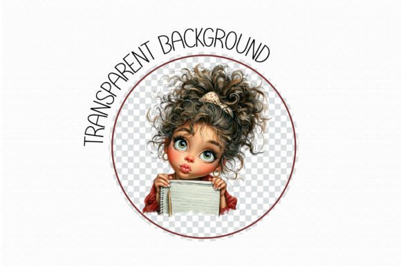 Whimsical Girl Peeking Clipart - Image 4