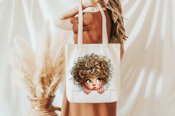 Whimsical Girl Peeking Clipart - Image 6