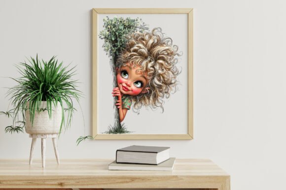 Whimsical Girl Peeking Clipart - Image 7