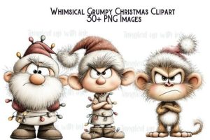 Whimsical Grumpy Christmas Clipart