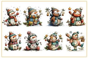 Alternative view of Whimsical Patchwork Snowman Clipart