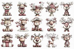 Alternative view of Whimsical Reindeer Clipart
