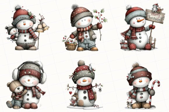 Whimsical Snowman Clipart Bundle - Image 4