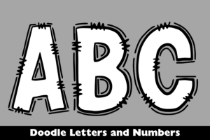 White Doodle Letters and Numbers