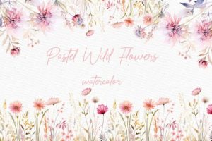 Wild Floral Clipart Watercolor Flowers
