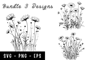 Wild Flowers Svg, Flower Svg Bundle