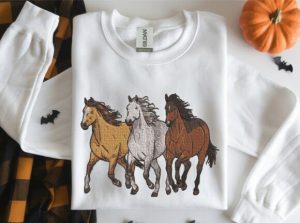 Alternative view of Wild Galloping Horses Embroidery