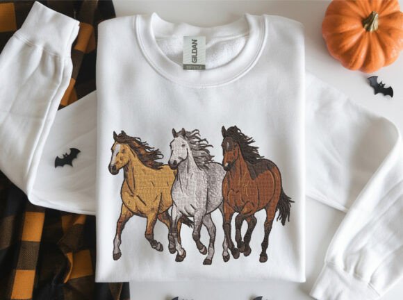 Wild Galloping Horses Embroidery - Image 2