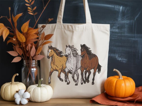 Wild Galloping Horses Embroidery - Image 3