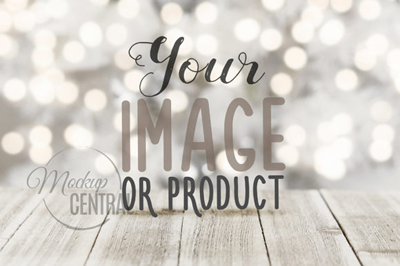Winter Christmas Background Table Mockup