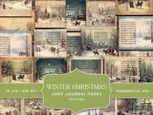 Winter Christmas Junk Journal Old Paper