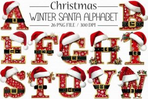Winter Christmas Santa Alphabet Bundle