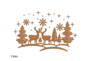 Winter Forest Deer Embroidery Scene