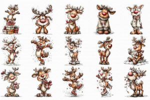 Alternative view of Winter Funny Reindeer Clipart