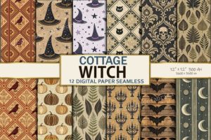 Witch Cottage Digital Paper Patterns