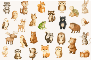 Alternative view of Woodland Animals Clipart, Baby Nursery,