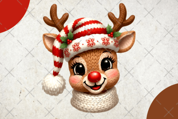Yarn Crochet Christmas Reindeer PNG
