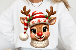 Alternative view of Yarn Crochet Christmas Reindeer PNG