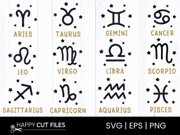 Zodiac Signs Svg Png Celestial Svg Stars