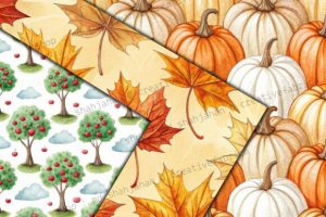 Alternative view of Autumn Harvest Pumpkins Digital Paper