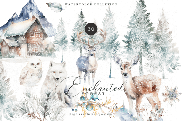 Evergreen Clipart Watercolor Christmas