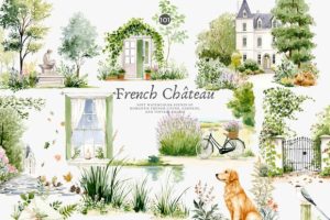 Alternative view of French Chateau Watercolor Clipart