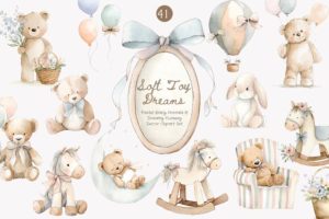 Soft Toy Nursery Clipart Set