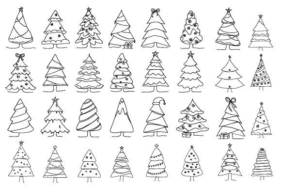 Tree Christmas One Line Art