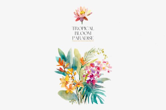 Tropical Floral Watercolor Clipart Set - Image 3