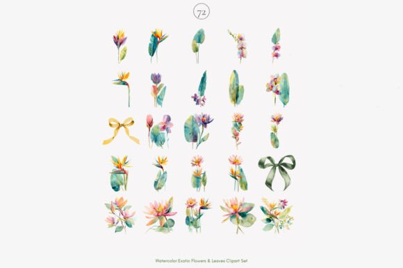 Tropical Floral Watercolor Clipart Set - Image 8