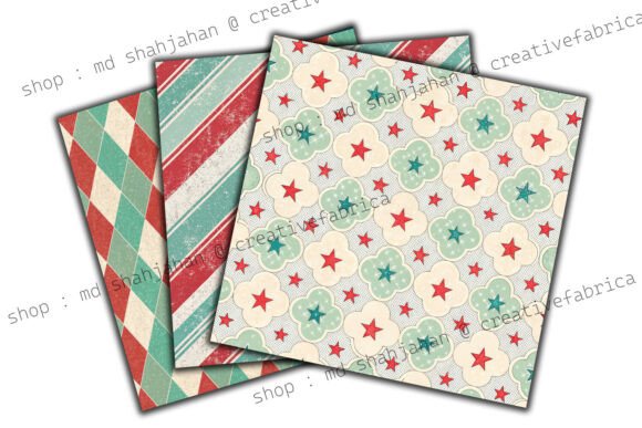Vintage Retro Christmas Digital Paper - Image 3