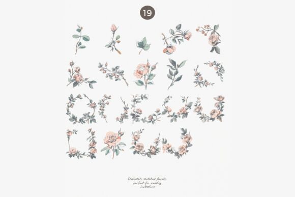 Vintage Rose Floral Clipart Set - Image 8