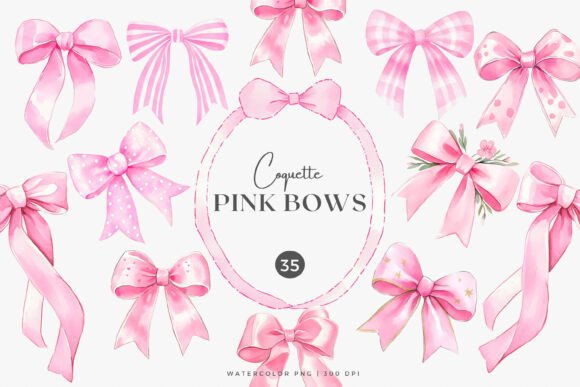 Watercolor Clipart - Pink Bow - Bow Clip