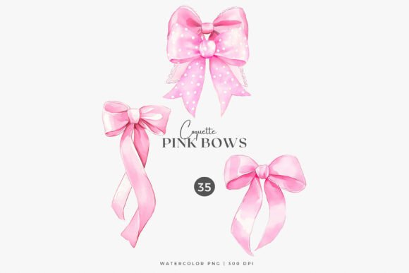 Watercolor Clipart - Pink Bow - Bow Clip - Image 2