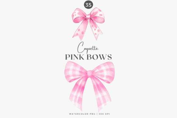 Watercolor Clipart - Pink Bow - Bow Clip - Image 3