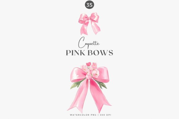 Watercolor Clipart - Pink Bow - Bow Clip - Image 4